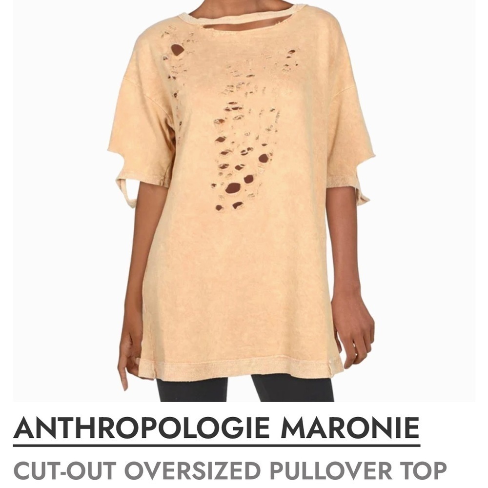 Anthropologie Maronie Cut Out Oversized Pullover Top / Brown - Picture 4 of 13